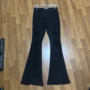 Sz 8 Rue 21 Black Flare Jeans with holes Worn once